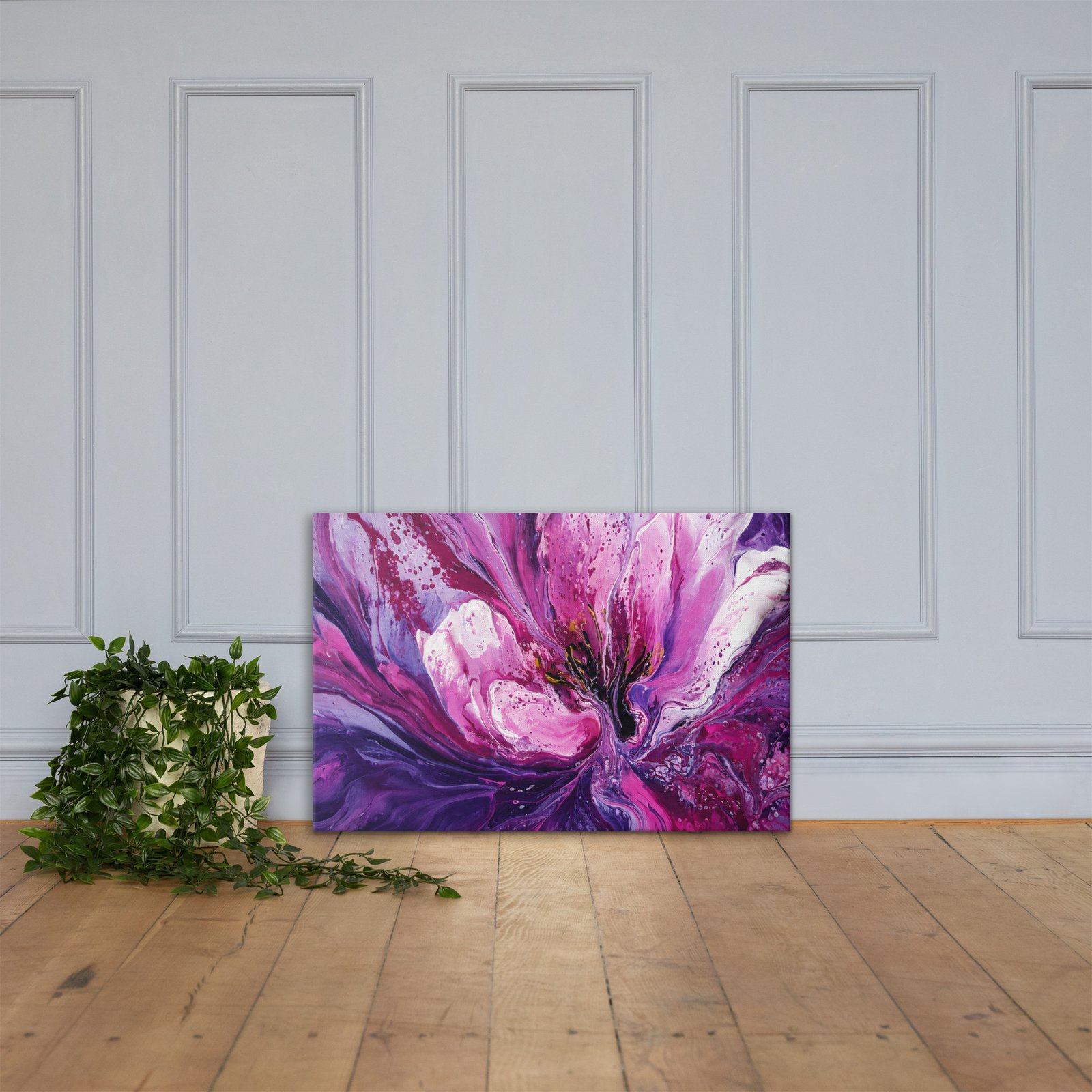 Purple Floral Wall Art Printable | Fluid Acrylic Botanical Print - Image 3