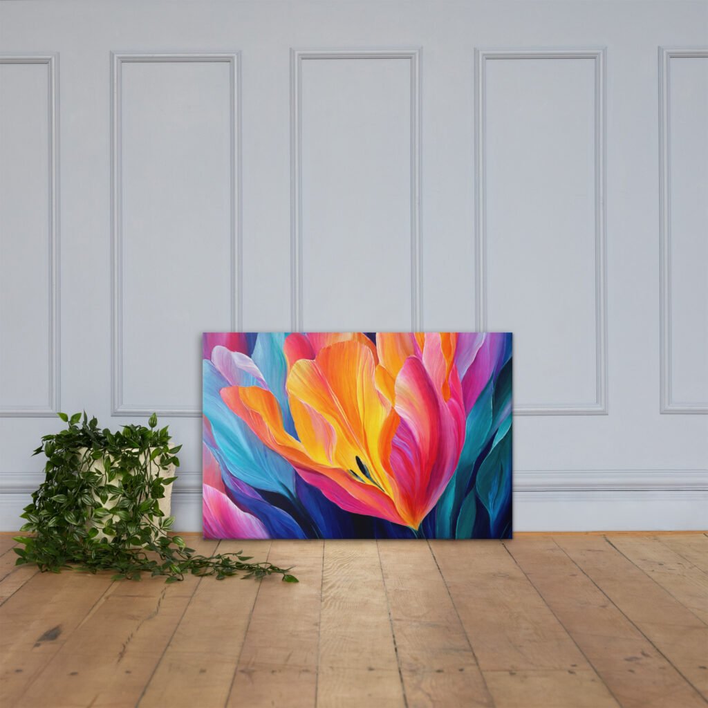 Colorful Abstract Floral Wall Art Printable | Vibrant Botanical Canvas Print