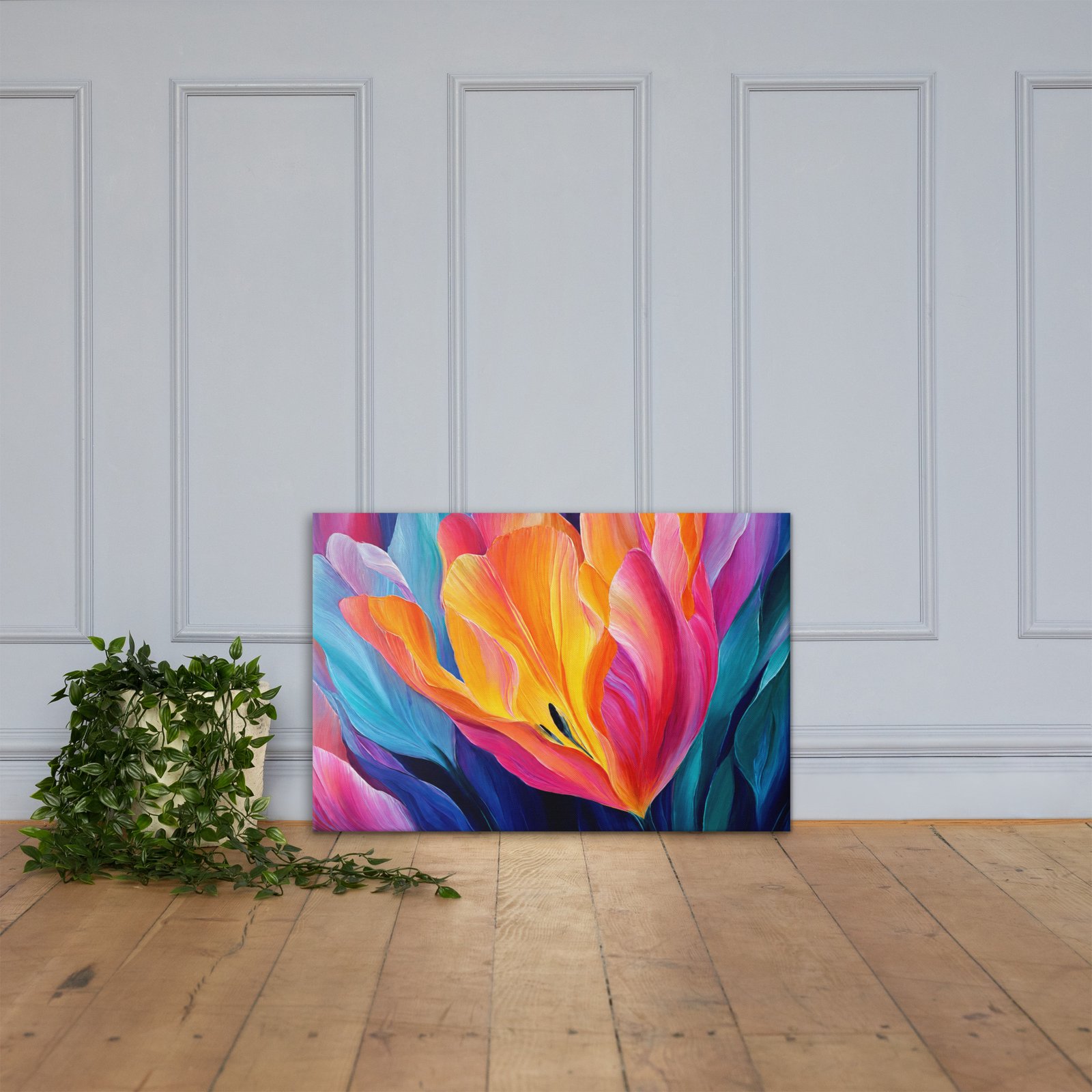 Colorful Abstract Floral Wall Art Printable | Vibrant Botanical Canvas Print - Image 3