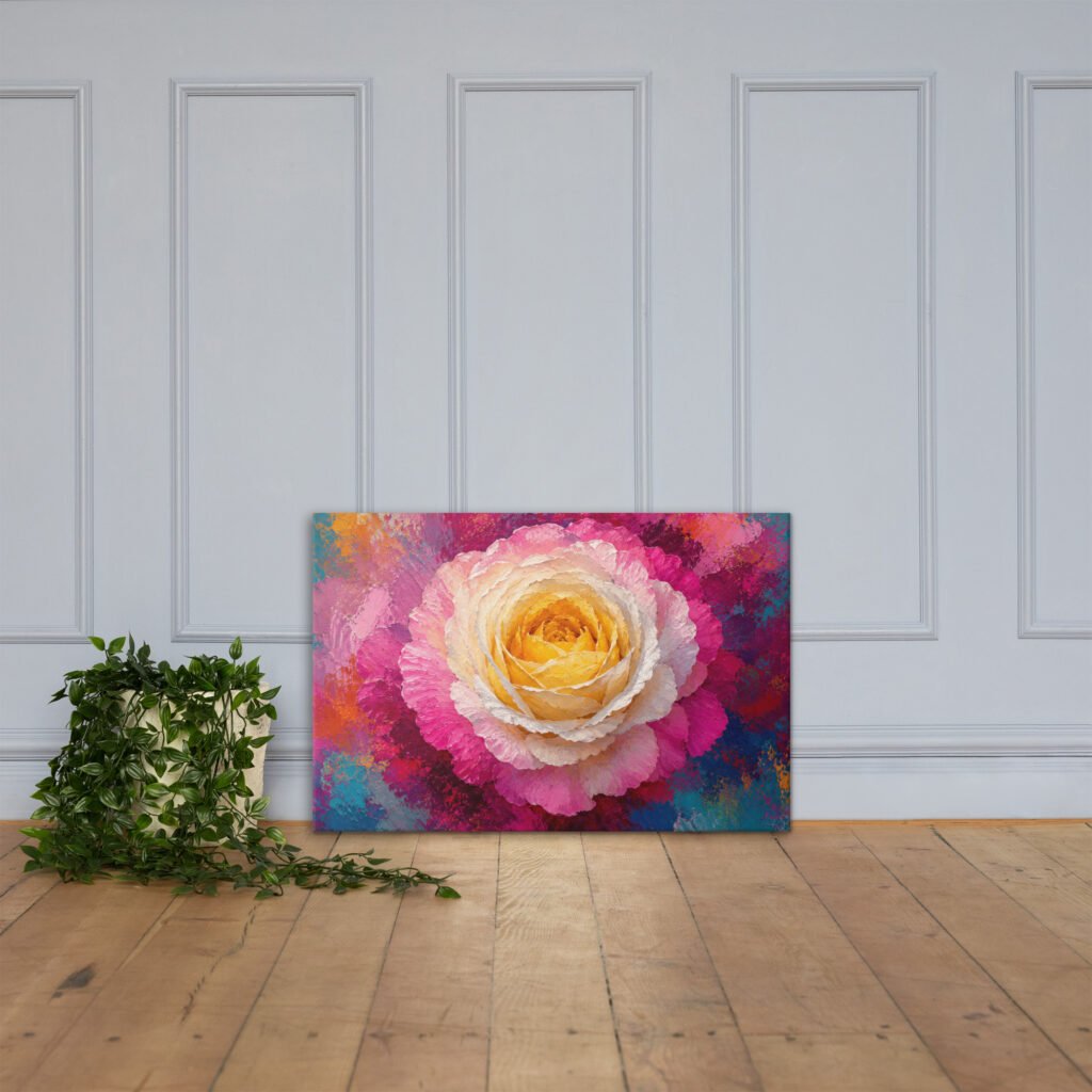 Colorful Impasto Floral Wall Art Printable | Modern Abstract Flower Rose Wall Art