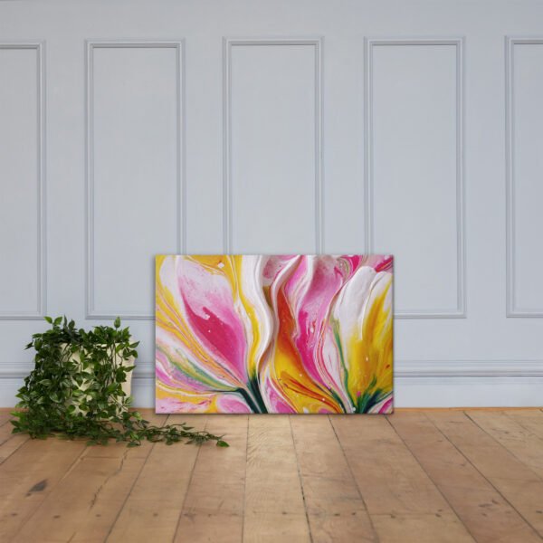 Pink & Yellow Acrylic Floral Wall Art Printable | Floral Canvas Print - Image 3