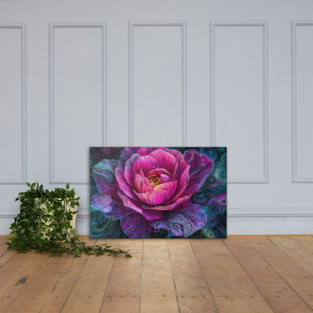 Pink Rose Floral Wall Art Printable | Moody Psychedelic Floral Print