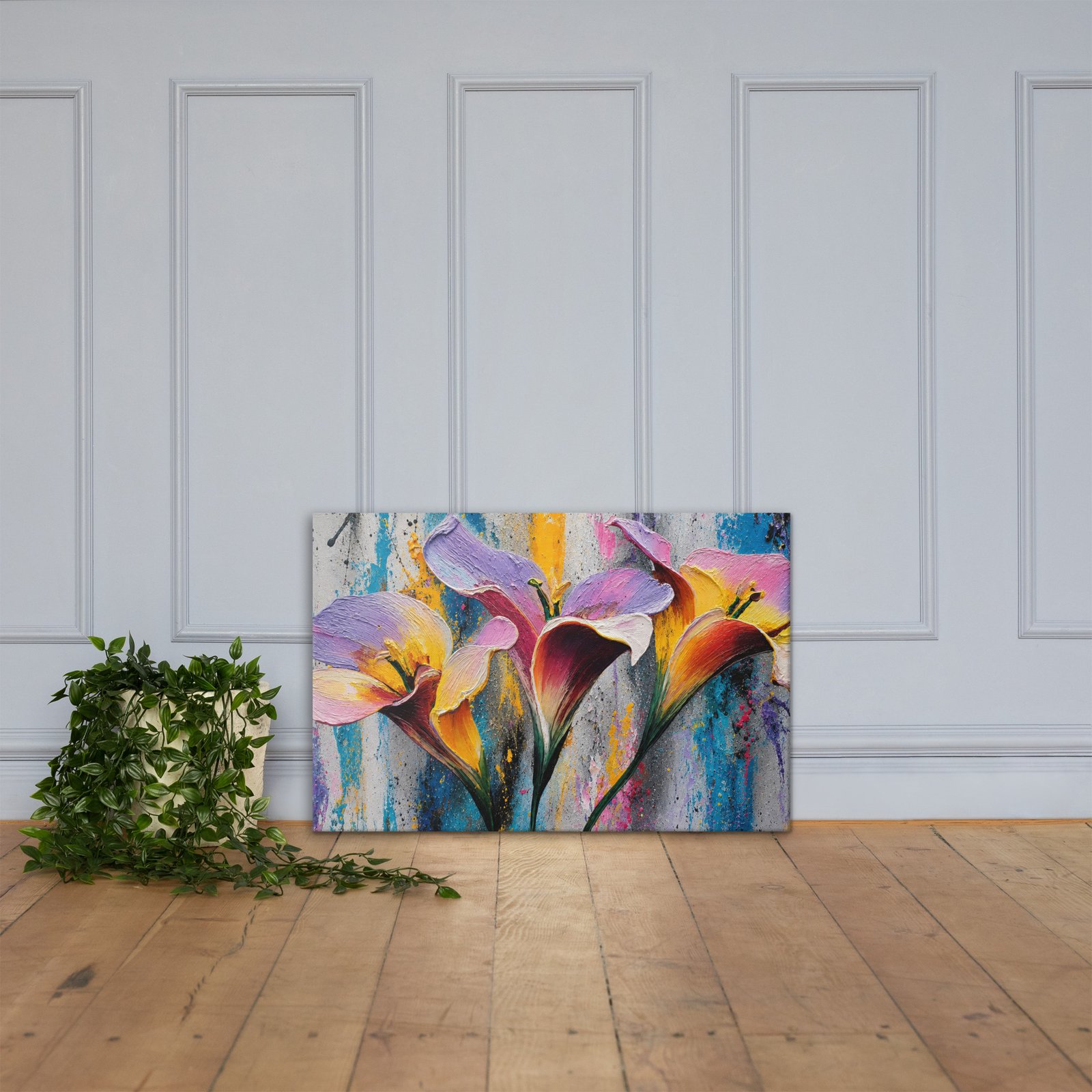 Textured Colorful Calla Lily Wall Art Printable | Impasto Floral Painting - Image 4