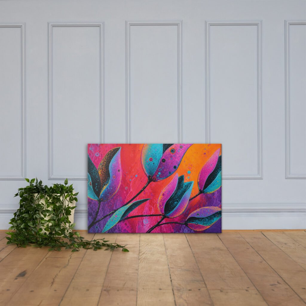 Colorful Abstract Floral Wall Art Printable | Vibrant Flower Canvas Print