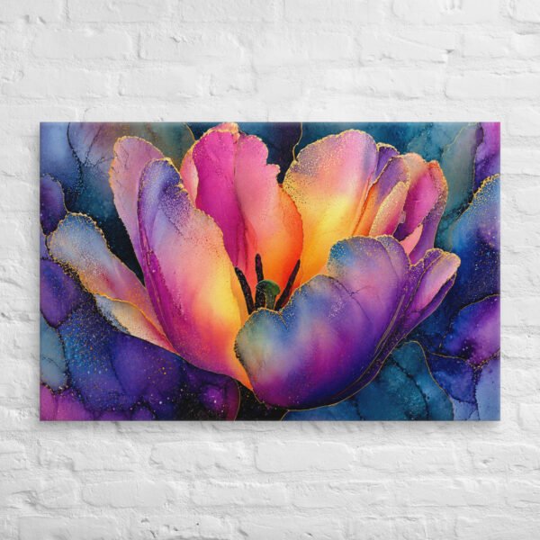 Floral Wall Art Printable | Moody Purple & Gold Tulip Canvas Print - Image 13