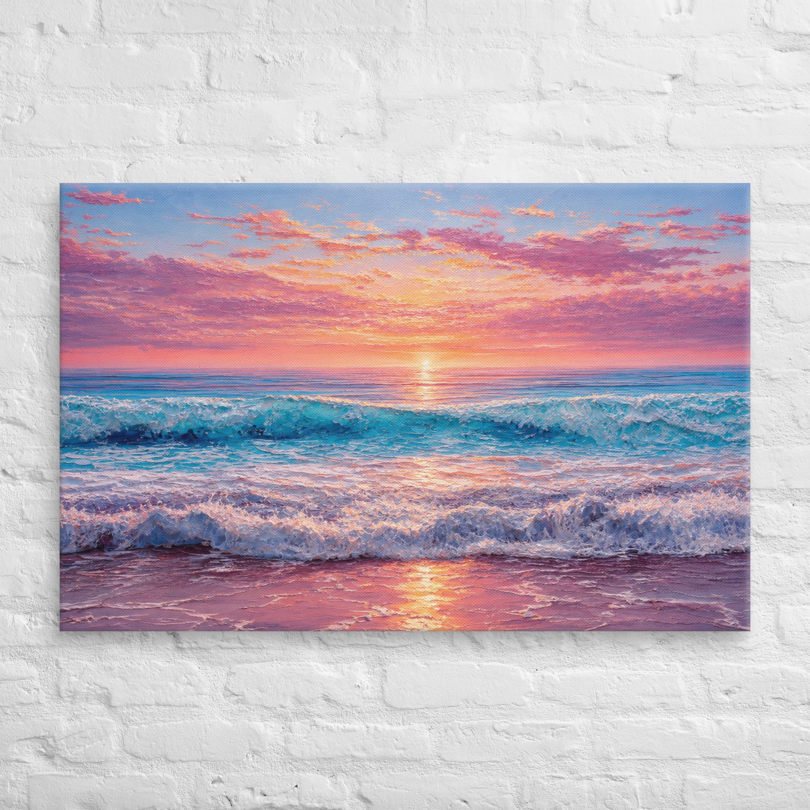 Coastal Impasto Sunset Beach Painting | Canvas  Art Print - Image 11
