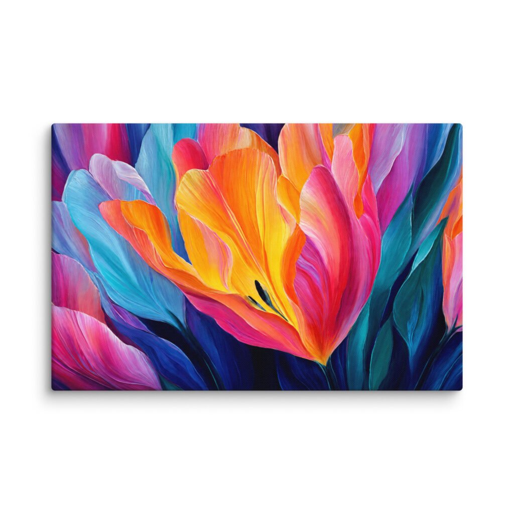 Colorful Abstract Floral Wall Art Printable | Vibrant Botanical Canvas Print