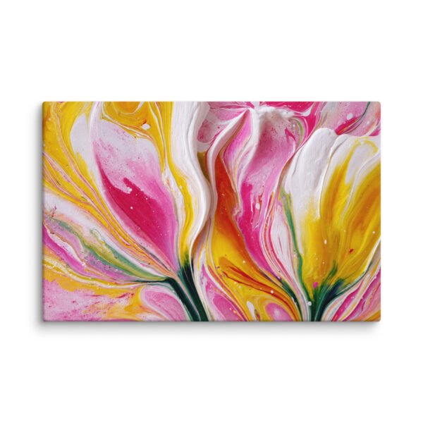 Pink & Yellow Acrylic Floral Wall Art Printable | Floral Canvas Print - Image 2