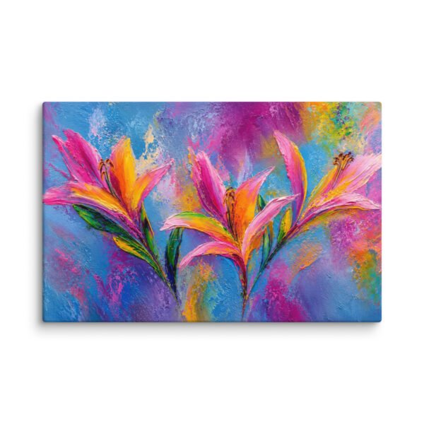 Vibrant Pink & Orange Lily Canvas Print |  Abstract Floral Wall Decor - Image 2