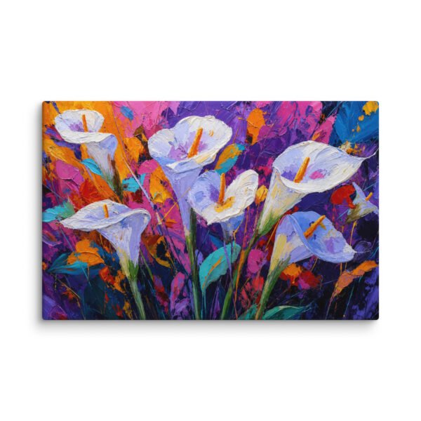 White Calla Lilies Canvas Print | Textured Abstract Floral Wall Decor - Image 2