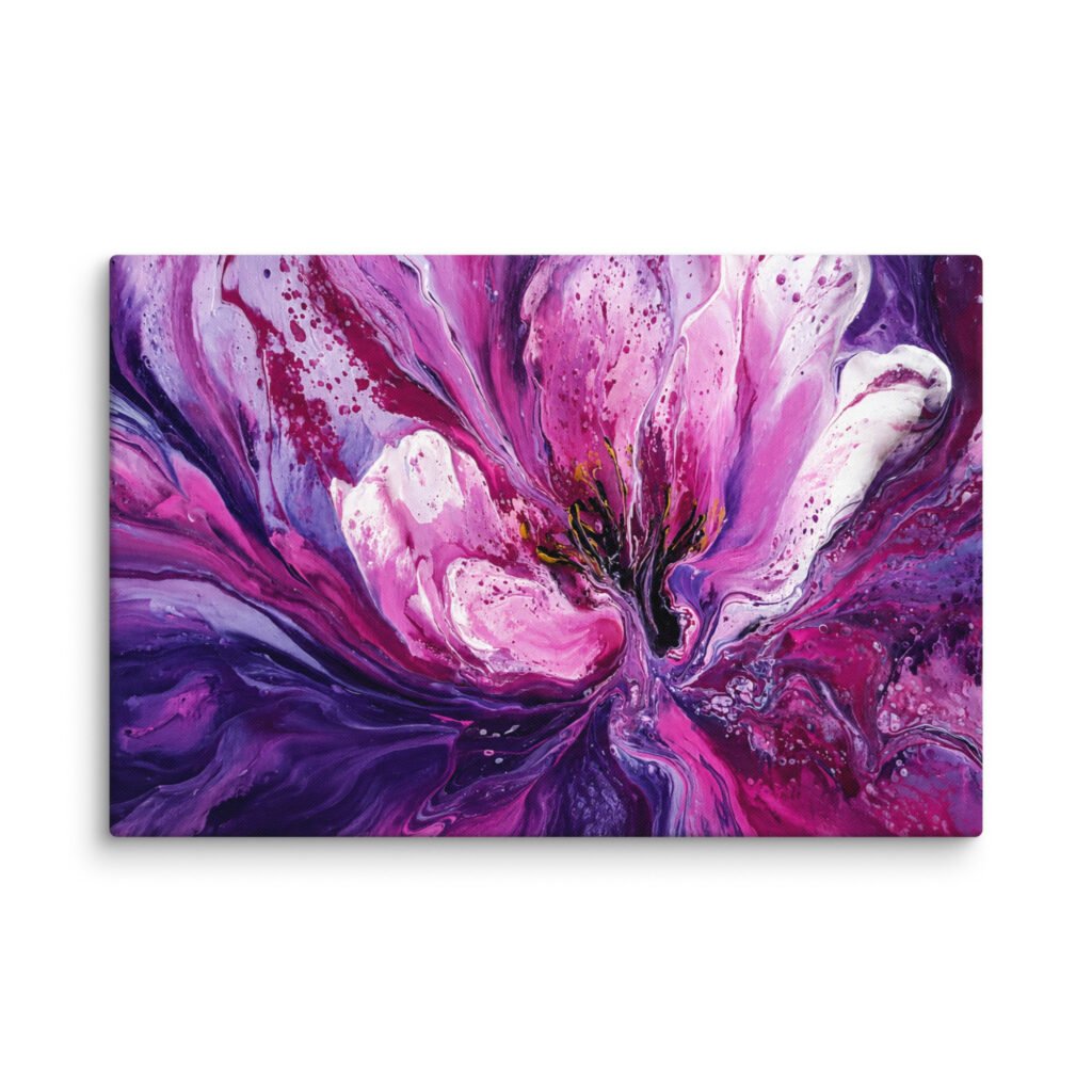 Purple Floral Wall Art Printable | Fluid Acrylic Botanical Print