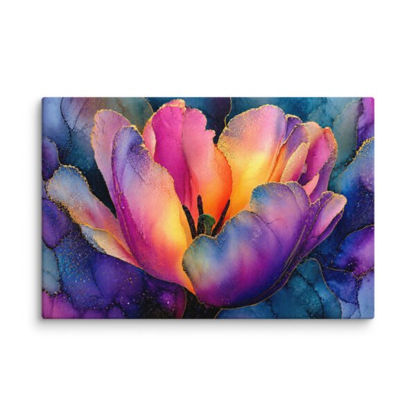 Floral Wall Art Printable | Moody Purple & Gold Tulip Canvas Print - Image 2