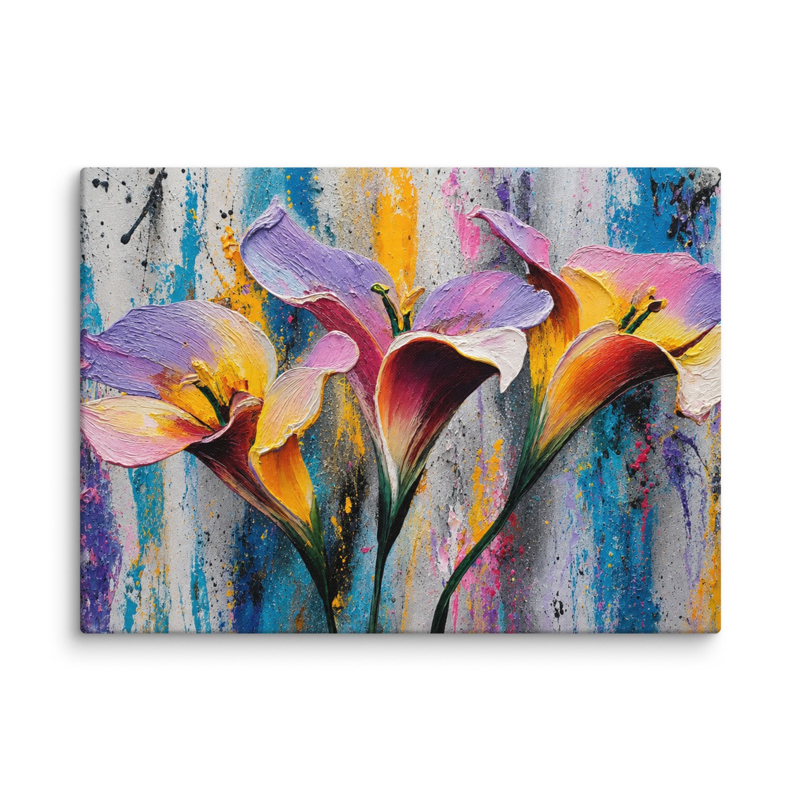 Textured Colorful Calla Lily Wall Art Printable | Impasto Floral Painting - Image 2