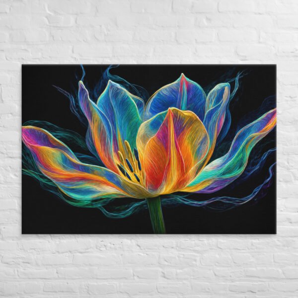 Glowing Neon Lotus Wall Art Printable | Electric Floral Canvas Print - Image 9
