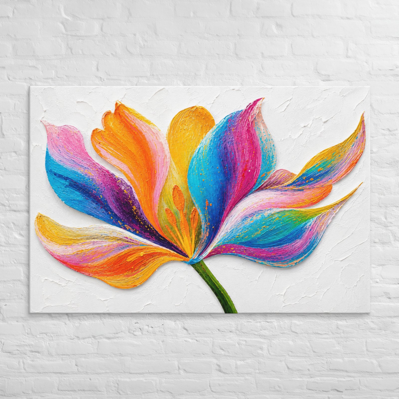 Vibrant Multicolored Flower Painting Printable | Minimal White Background Wall Art - Image 12