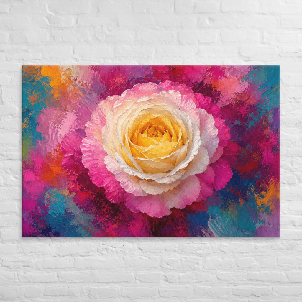 Colorful Impasto Floral Wall Art Printable | Modern Abstract Flower Rose Wall Art