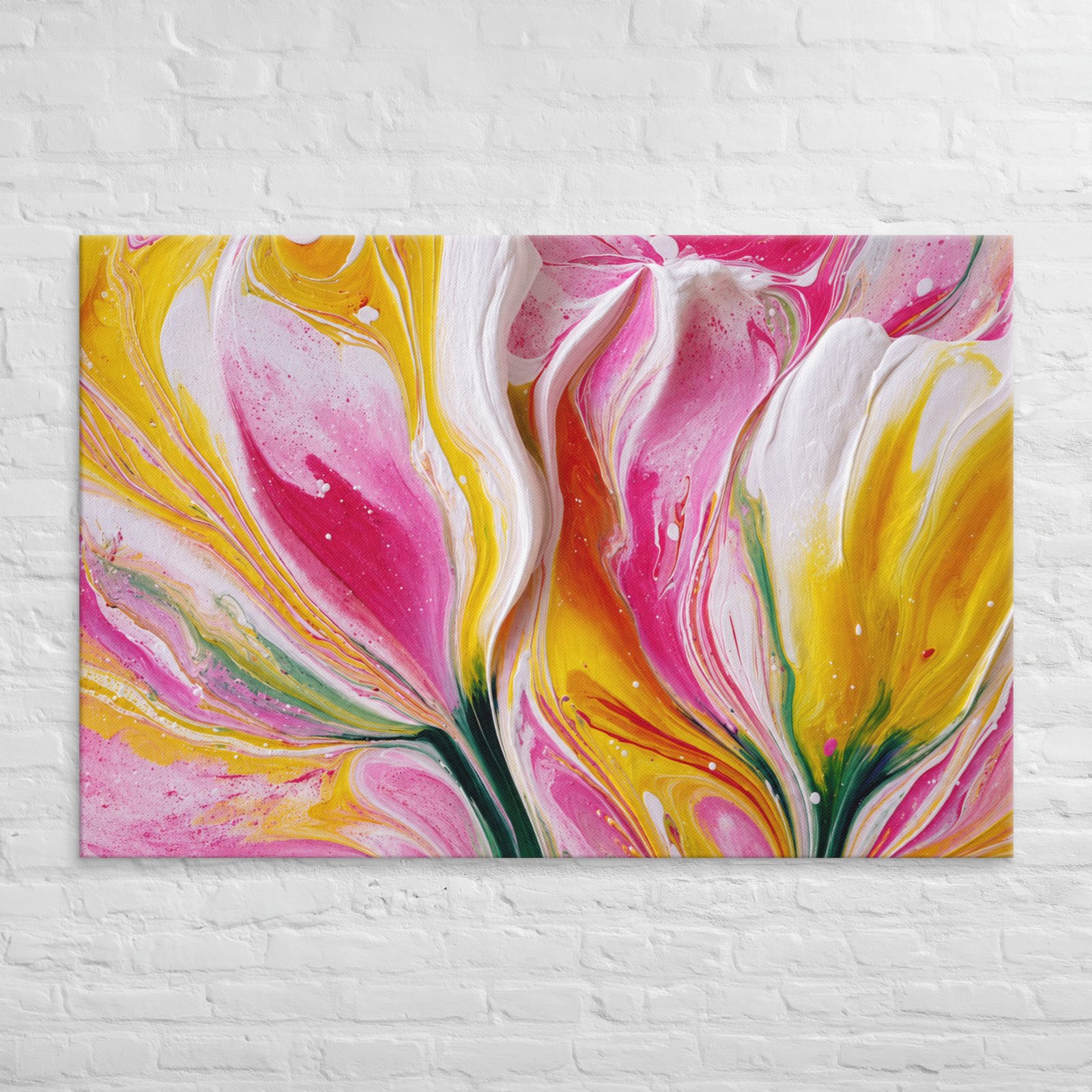 Pink & Yellow Acrylic Floral Wall Art Printable | Floral Canvas Print - Image 11