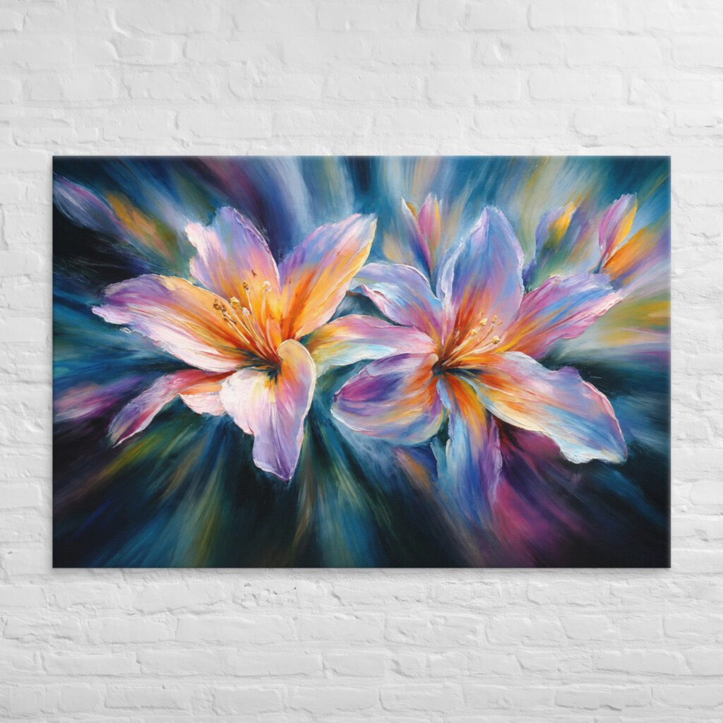 Vibrant Lily Canvas Painting Printable | Floral Wall Art