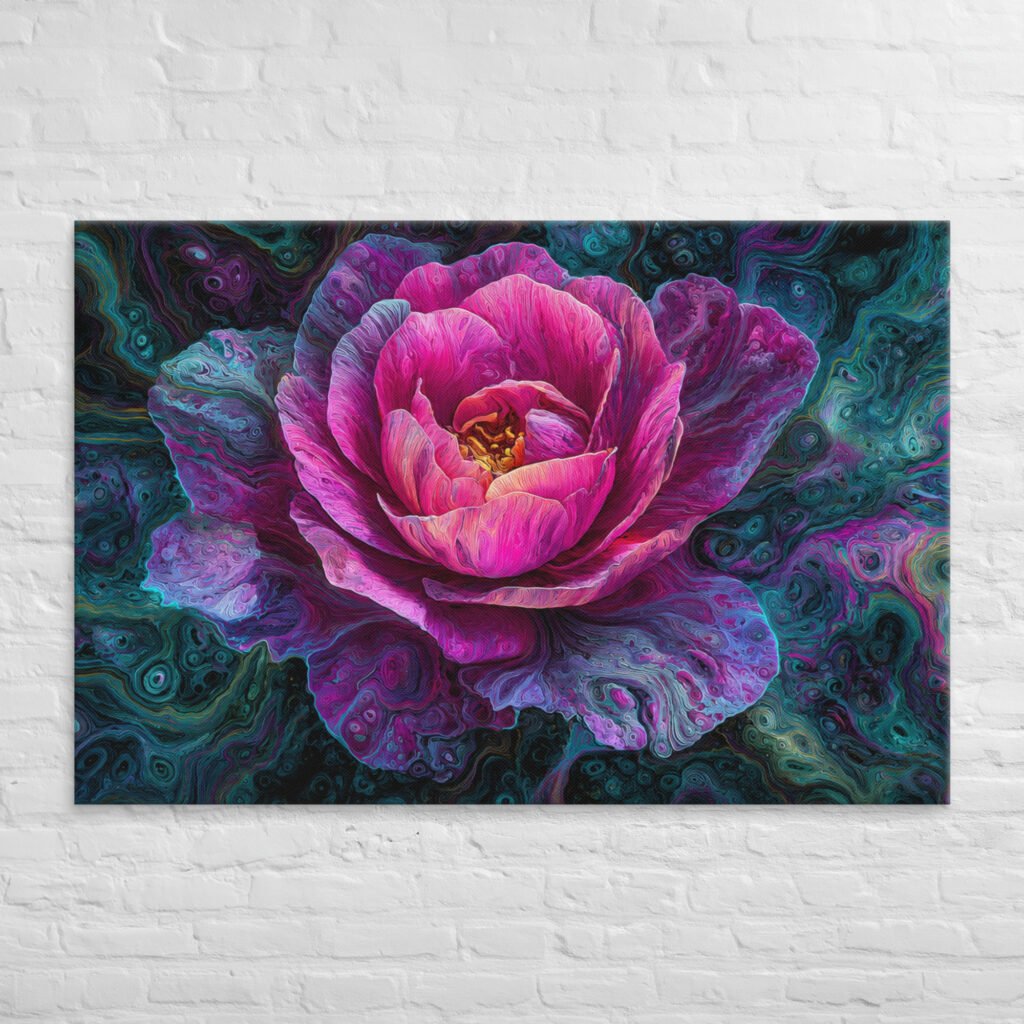 Pink Rose Floral Wall Art Printable | Moody Psychedelic Floral Print
