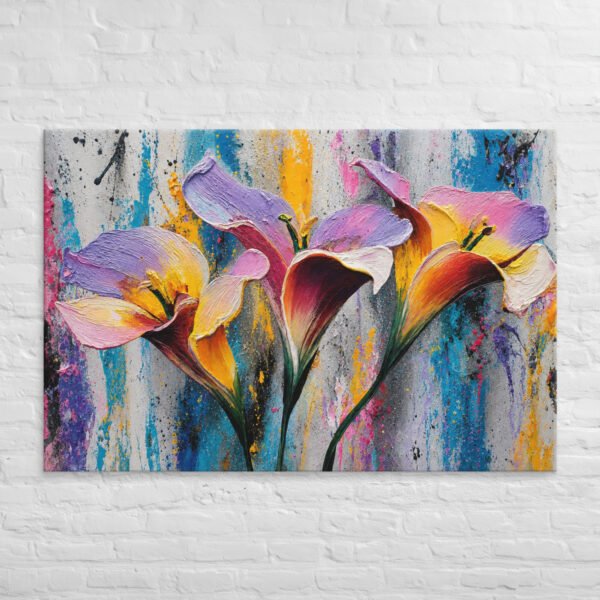 Textured Colorful Calla Lily Wall Art Printable | Impasto Floral Painting - Image 1