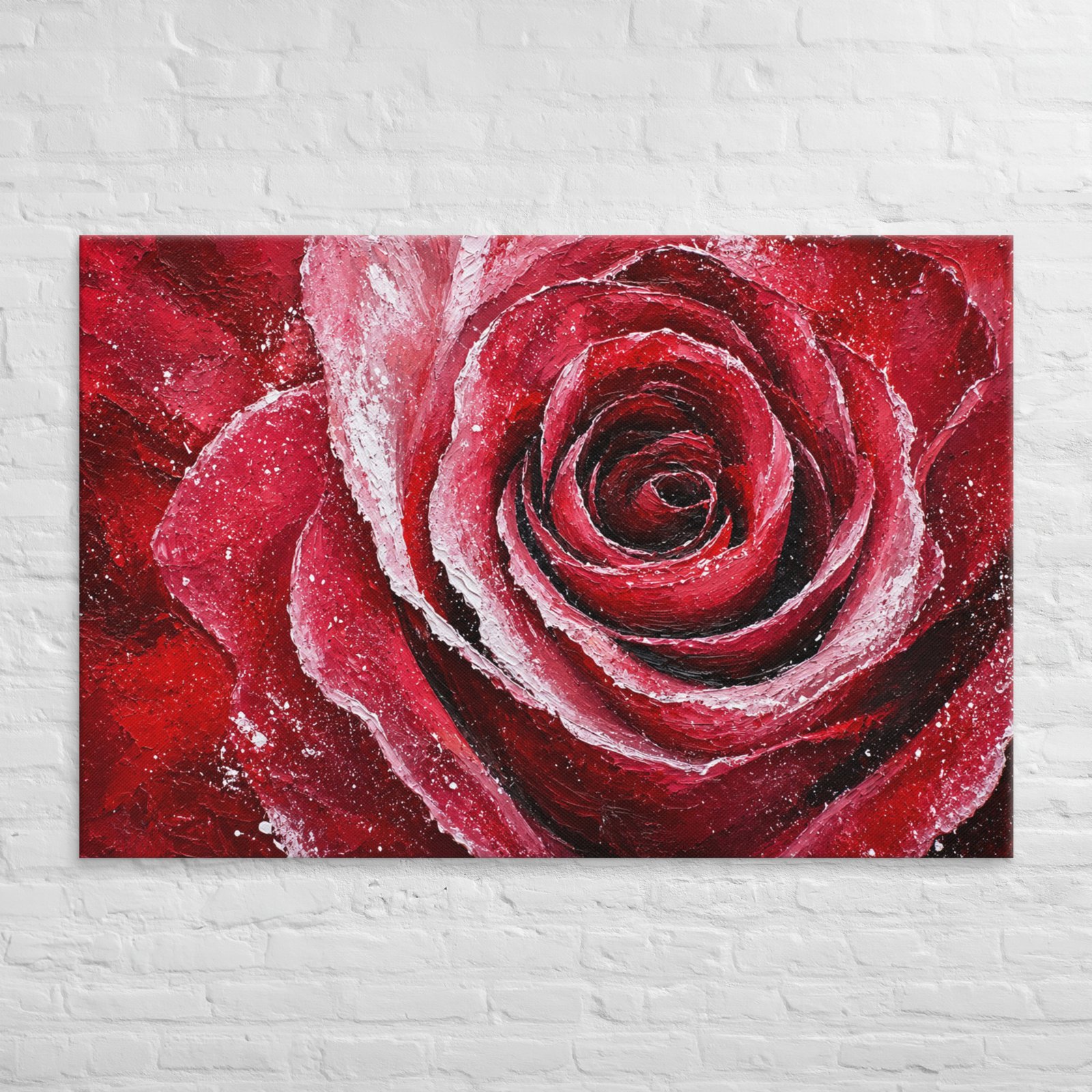 Red Rose Wall Art Printable | Deep Crimson Impasto Painting - Image 11
