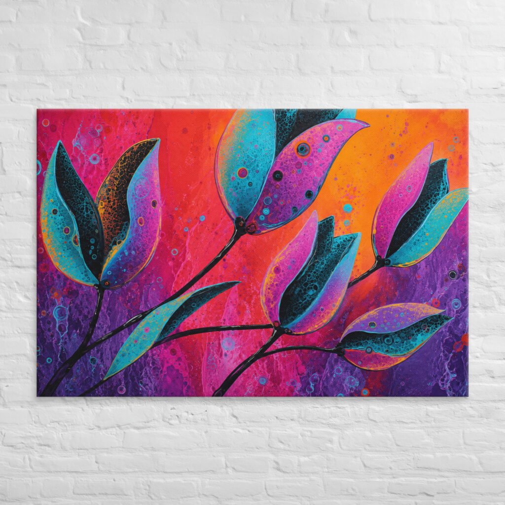 Colorful Abstract Floral Wall Art Printable | Vibrant Flower Canvas Print