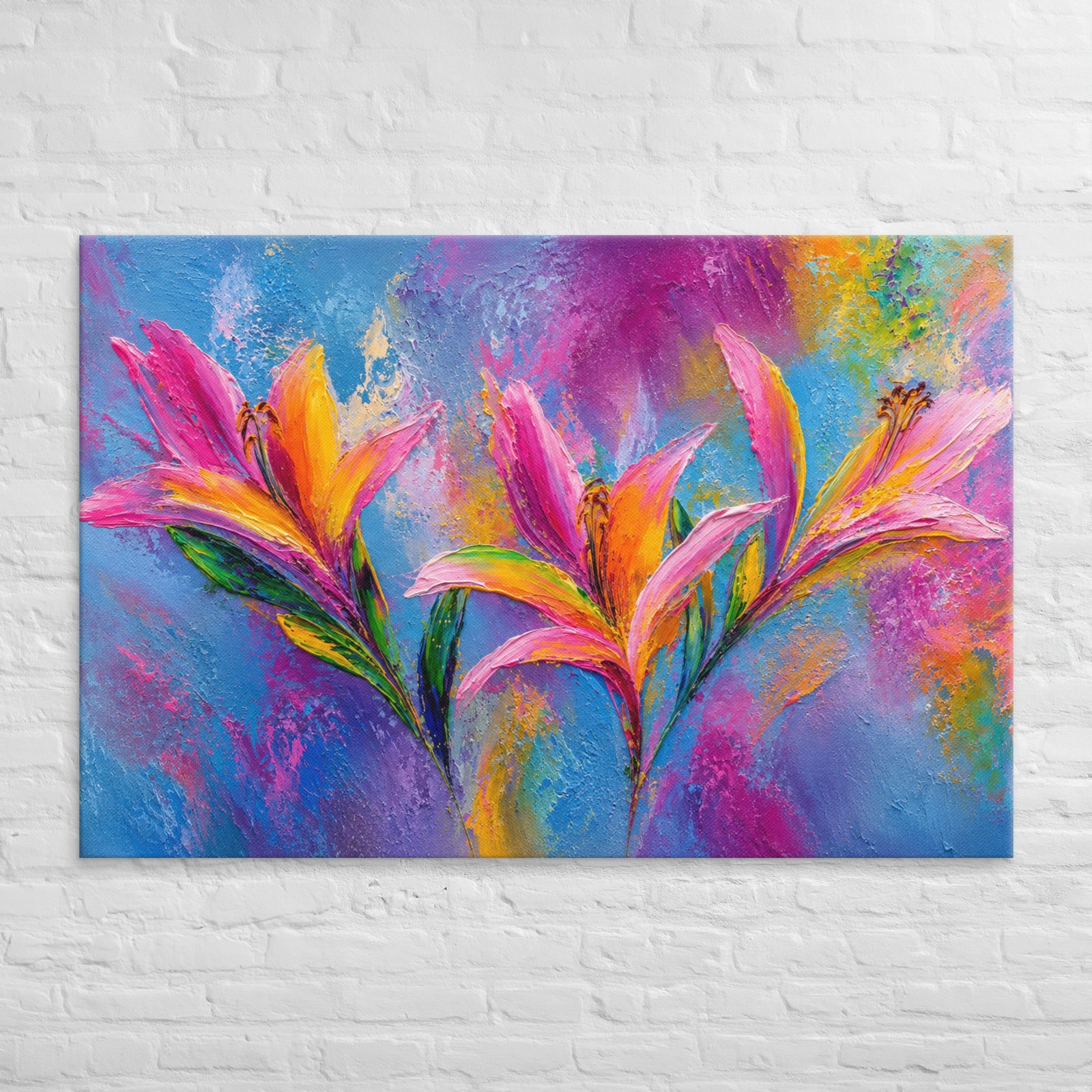 Vibrant Pink & Orange Lily Canvas Print |  Abstract Floral Wall Decor - Image 10
